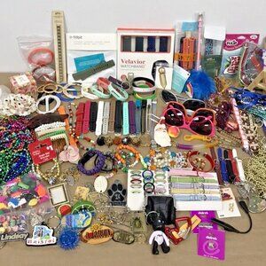 156pc Mixed Fun Craft Upcycle Lot Watch Bands Beads Sunglasses Keychains Jewelry